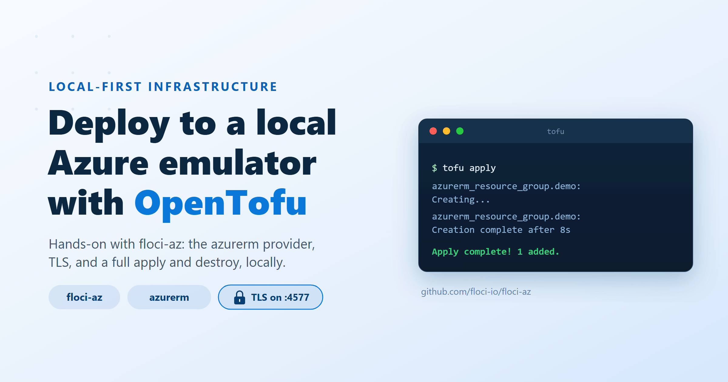 Deploying Azure locally with OpenTofu and floci-az: my real test run